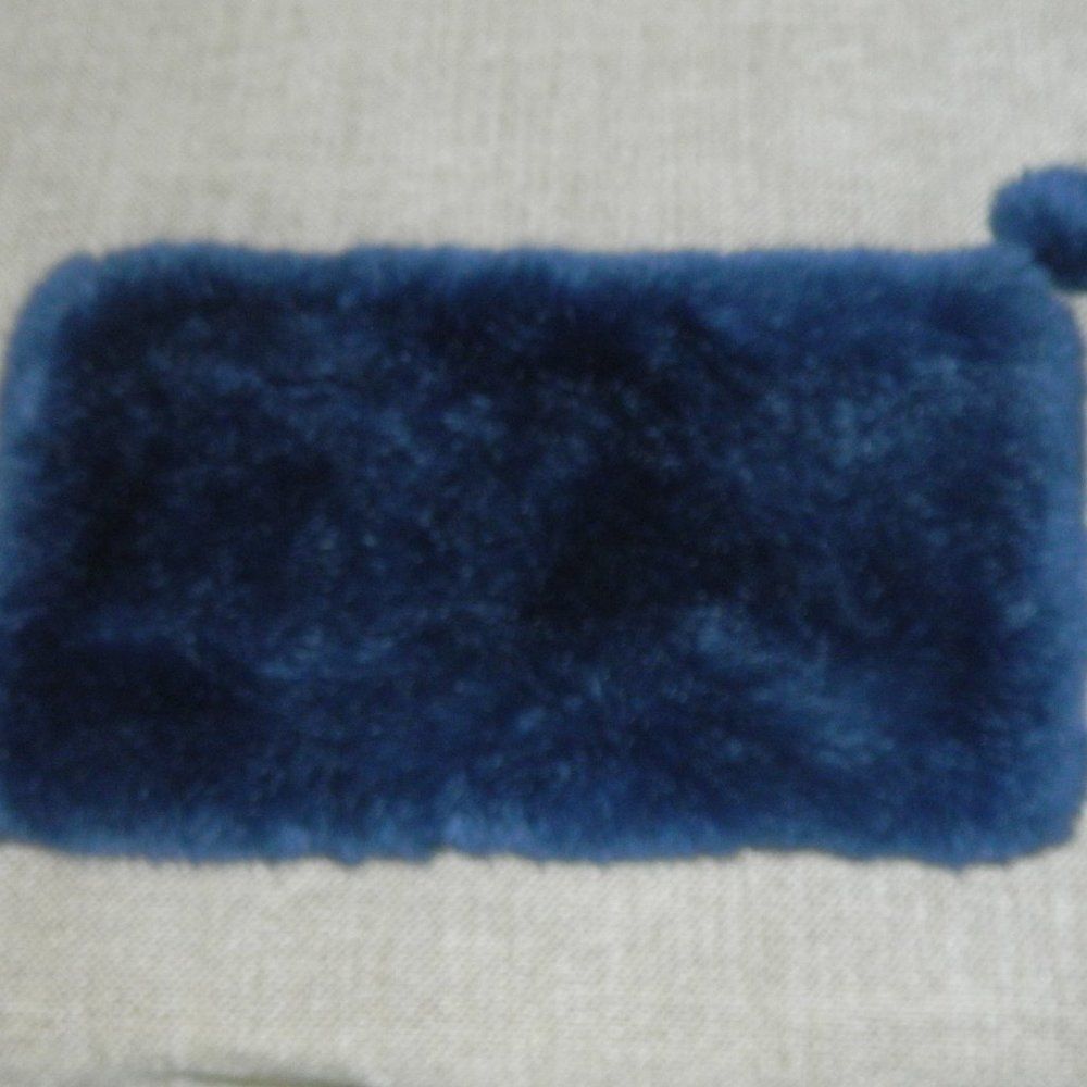 Marna Ra Clutch Blue Faux Fur and Black Leather Handbag‎